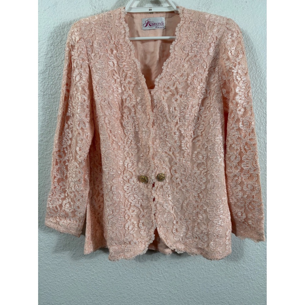 Raymonds Vintage Pink Lace Blazer Romantic Coquette Fairycore Long Sleeve Large